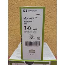 Sebészi varrótű, fonallal,Monosof nylon SN641- 3-0 BLK 75cm C-13 3/8 19mm  36db, 