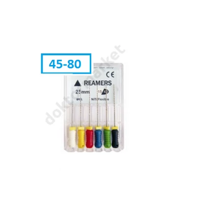 Endo REAMERS-File , NITI, 6 db  45-80(25mm)
