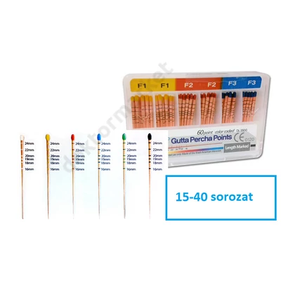 Guttapercha csúcsok, színkódolt-15-40 sorozat