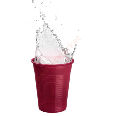 Műanyag pohár, 2dl, színes- bordó